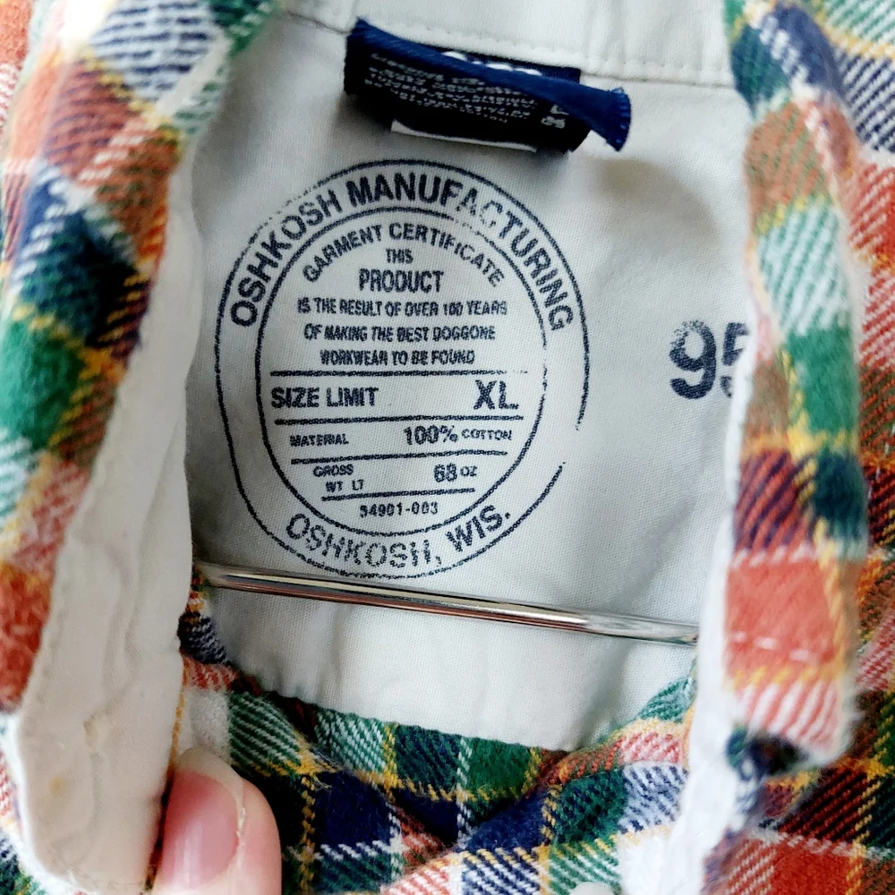 Autumn Color‎ Flannel Plaid Shirt Osh Kosh size 3T orange, green, blue